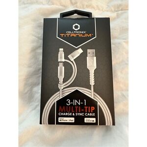 BRAND NEW Celltronix Titanium 3–In-1 Multitip Cable & Sync Cable Charger